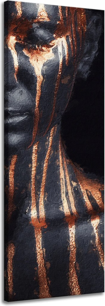 Vászonkép Fekete Nő Barna Csíkos Művészet 40x120 cm
