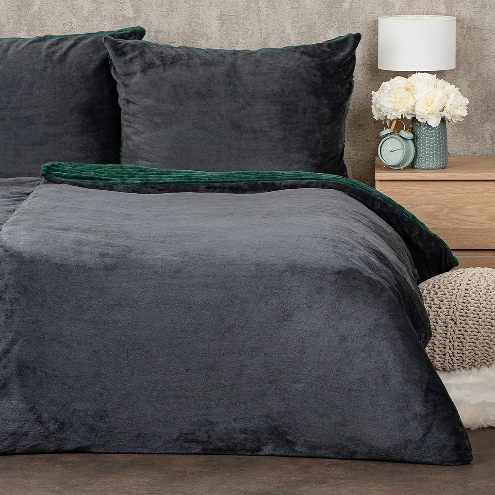 4Home Stripe mikroflanel zöld ágyneműhuzat, 140 x 200 cm, 70 x 90 cm