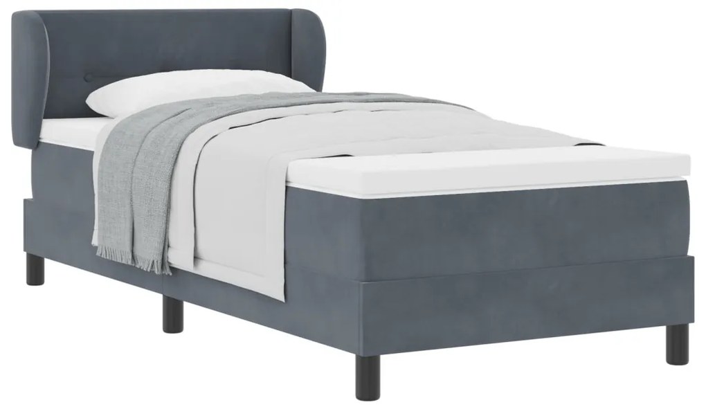 Boxspring Ágy Matrac Szürke 90x200 cm Bársony