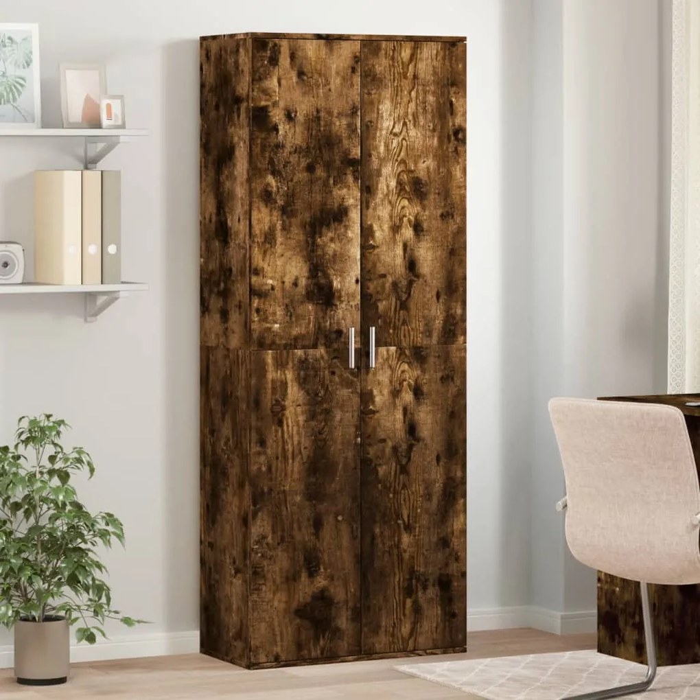 Füstös tölgy színű szerelt fa magasszekrény 70 x 35 x 180