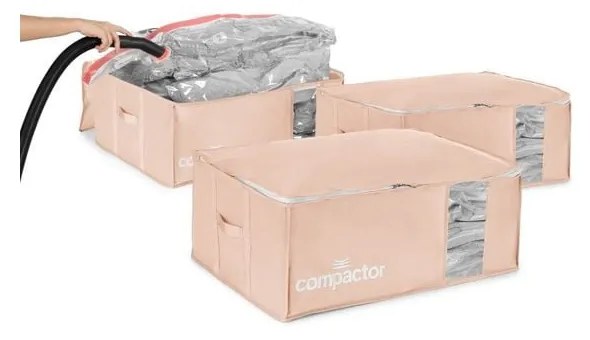 Vákuumos műanyag ruhatároló doboz szett 3 db-os 65x45x27 cm Pink Edition – Compactor
