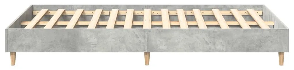 betonszürke szerelt fa ágykeret matrac nélkül 135 x 190 cm