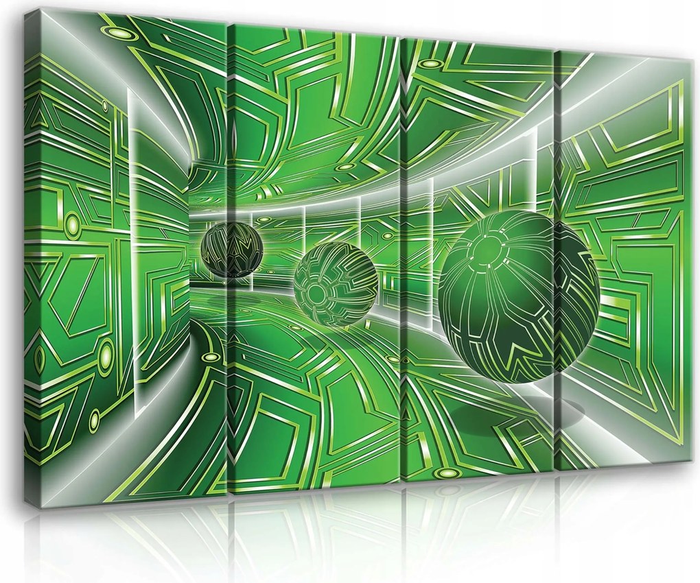 Vászonkép 120x80 Futurisztikus alagút zöld fény gömb 3D geometria