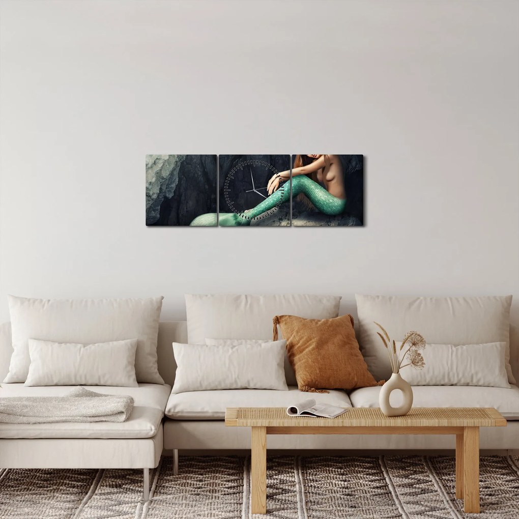 Kép - Hableány a sziklán (órával) (90x30 cm)