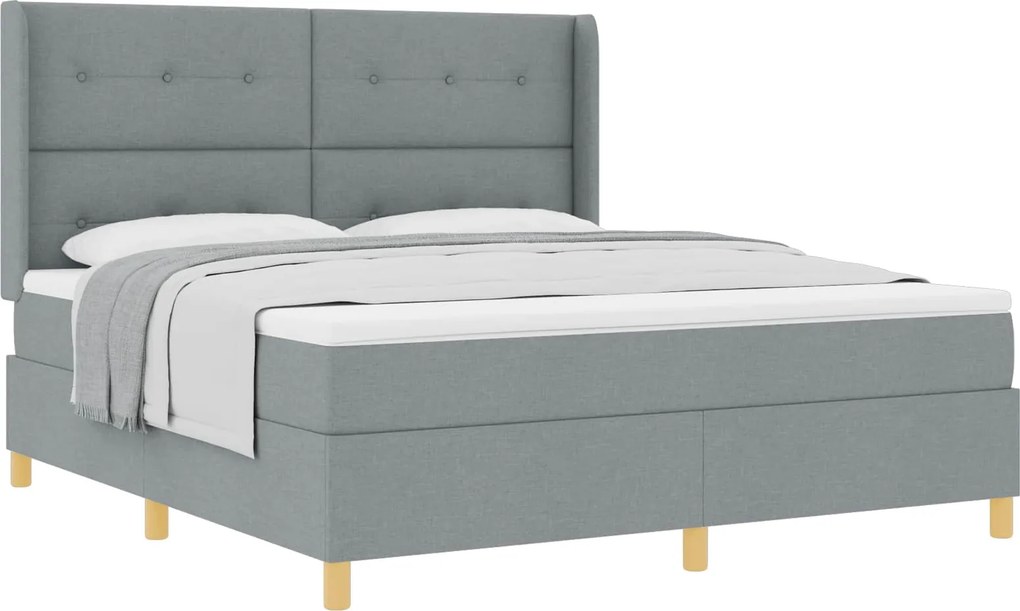 vidaXL Boxrugós ágy matracmal Világosszürke 180 x 200 cm szövet
