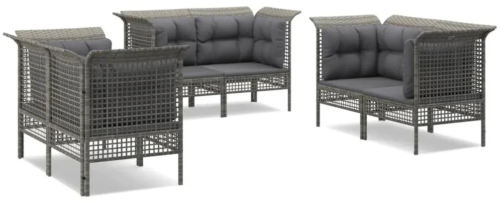 6 részes szürke polyrattan kerti ülőgarnitúra párnákkal