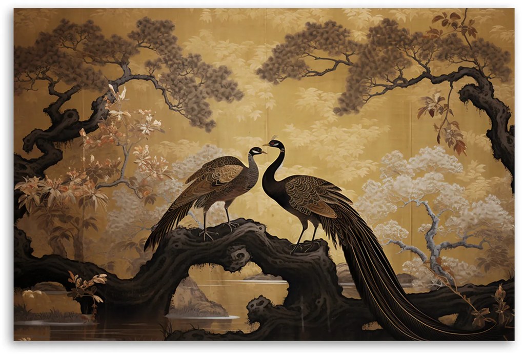 Gario Vászonkép Pávák a fán Méret: 120 x 80 cm