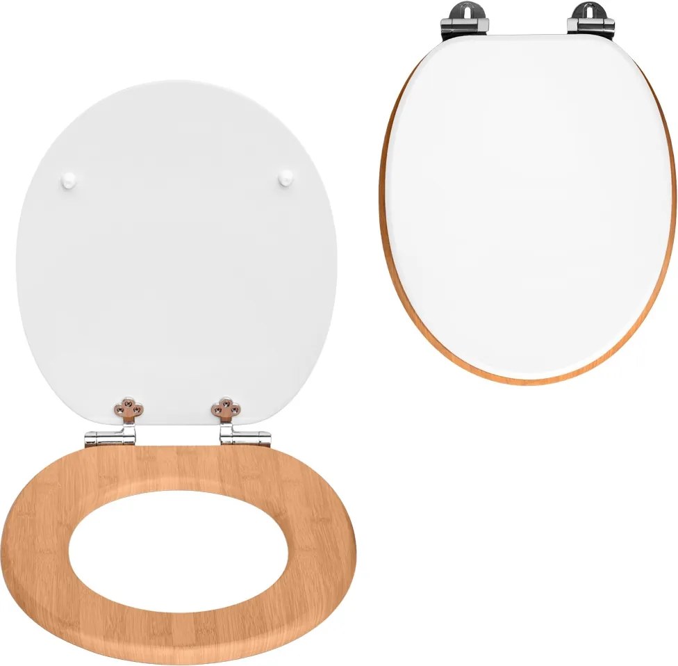 Wc-ülőke Szabadon Ereszkedő Kihúzható Mdf Fehér Fa Ellenálló