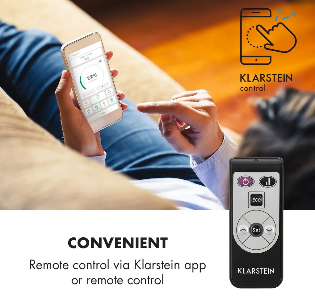 Bornholm Smart, konvektor, 2000 W, WiFi, LED kijelző, időzítő, IP24, fehér