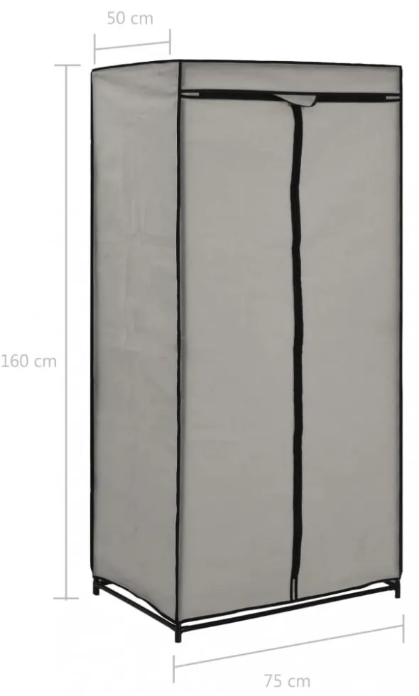 2 db szürke ruhásszekrény 75 x 50 x 160 cm