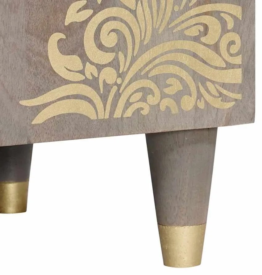 TV szekrény Szürke és Arany 105 x 33.5 x 46 cm Tömör mangófa