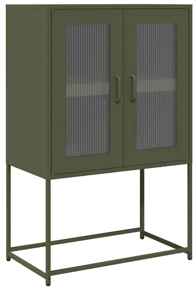Highboard olívazöld 68x39x107 cm Acél