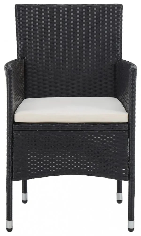 vidaXL 3 részes fekete polyrattan kerti étkezőgarnitúra