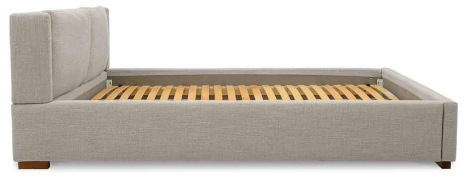 Világosszürke kárpitozott franciaágy ágyráccsal 160x200 cm Dreamer – Scandic