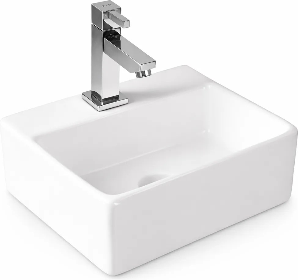 LAGE || Pultra helyezhető mosdókagyló, kerámia, fehér, szögletes