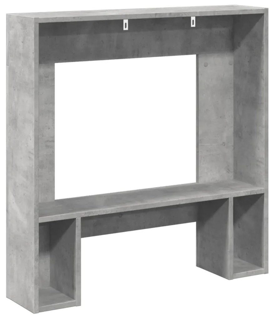 betonszürke szerelt fa kandallóburkolat 81 x 18 x 82 cm