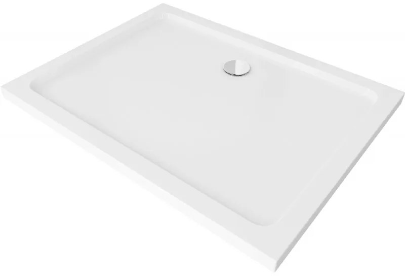 Mexen Flat téglalap alakú slim zuhanytálca  100 x 80 cm, Fehér, szifon Króm - 40108010