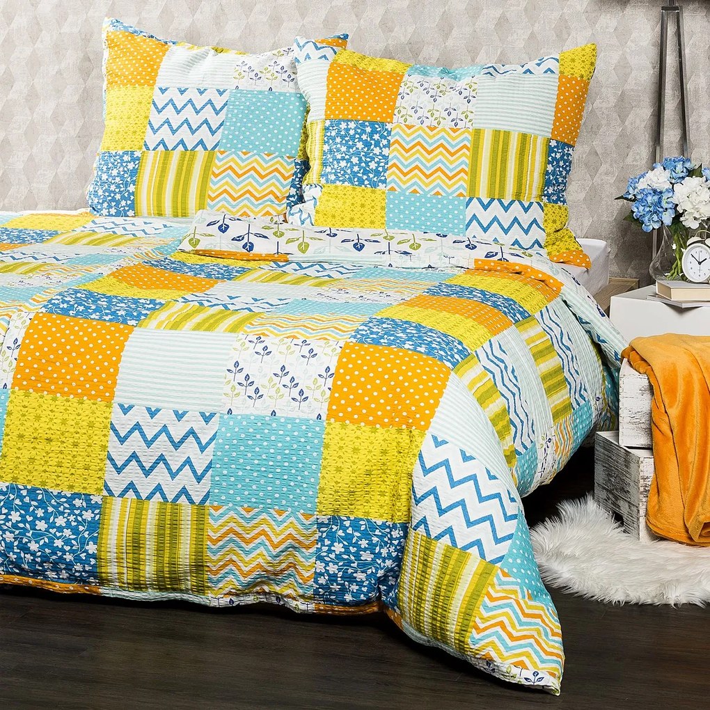 4Home Patchwork blue krepp ágyneműhuzat, 140 x 200 cm, 70 x 90 cm