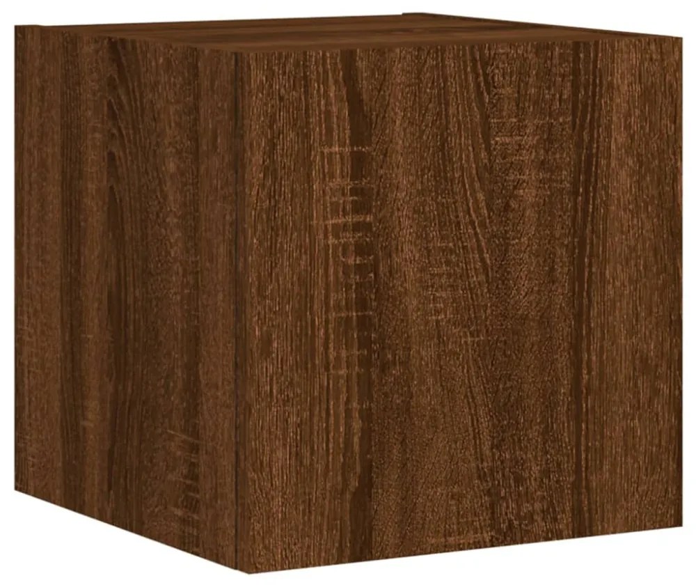 barna tölgyszínű fali TV-szekrény LED-del 30,5x35x30 cm