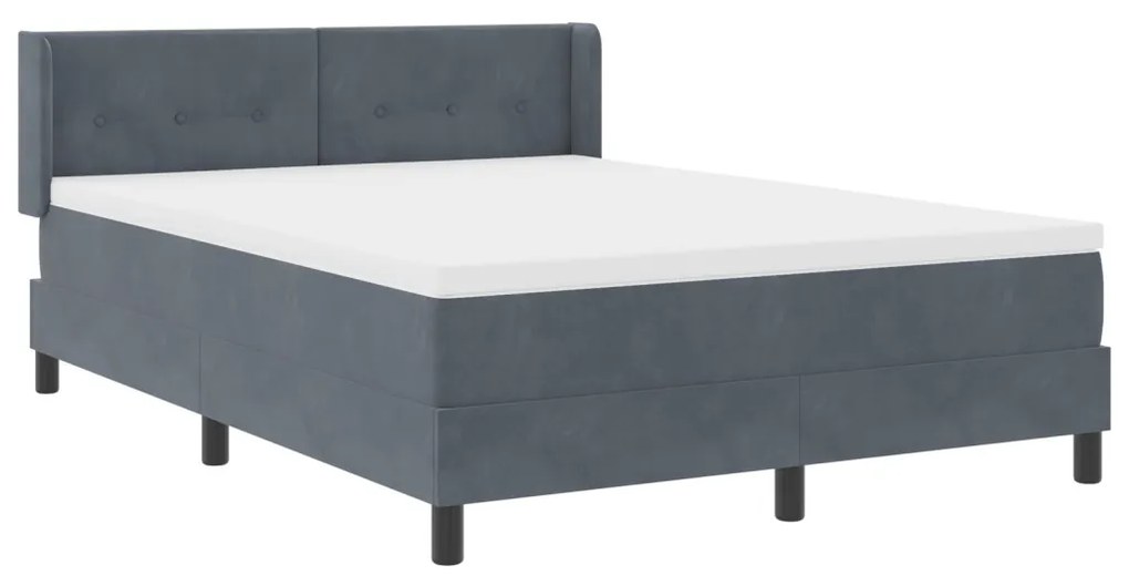 Boxspring Ágy Matrac Sötétszürke 160x200 cm Bőrhatás
