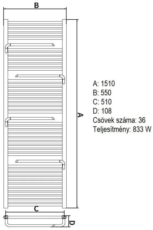 AREZZO design SMART WHITE 1510x550 törölközőszárítós radiátor AR-SM15055W