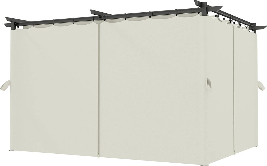 Outsunny Pergola Kert 3 x 4m Kihúzható Csúszó Pavilon Oldalfalakkal, Kerti Sátor, 180g/m² Magas Sűrűségű Poliészter, Napsugár Védő UPF30+, Teraszra, K