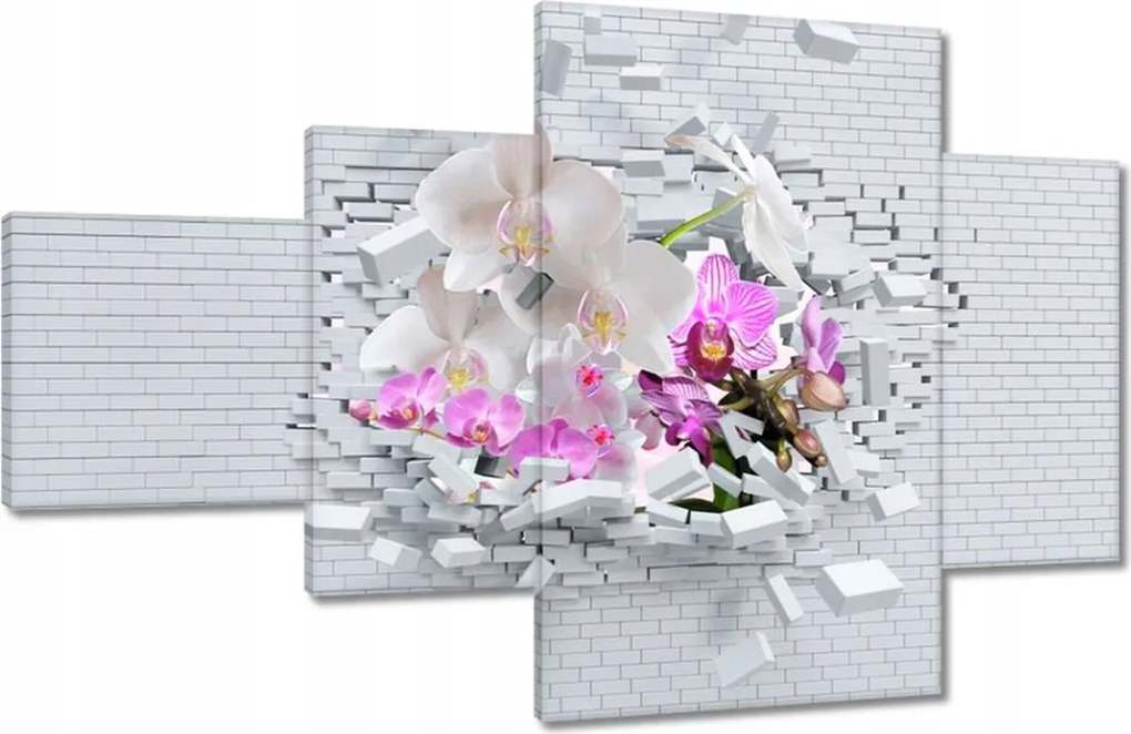 Vászonkép 130x80 Orchidea a falon Virágok