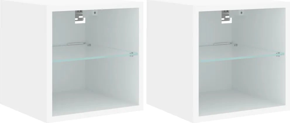 vidaXL 2 db fehér falra szerelhető TV-szekrény LED-ekkel 30x28,5x30 cm