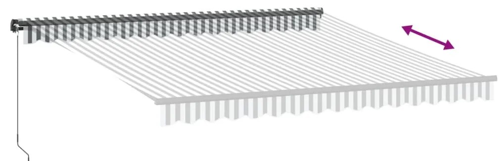 antracitszürke és fehér kézzel kihúzható napellenző 400x350 cm