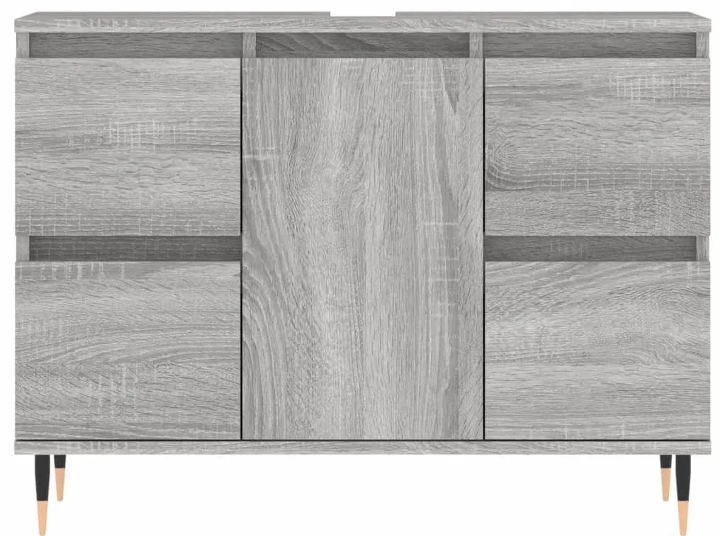 Szürke sonoma színű szerelt fa mosdószekrény 80 x 33 x 60 cm