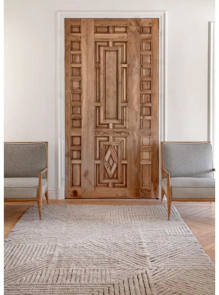 Világosbarna mosható kézi szövésű gyapjú szőnyeg 170x240 cm Golden Coffee – Lorena Canals