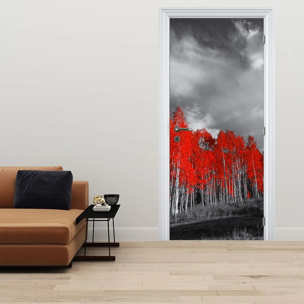 Fotótapéta ajtóra - Vörös fák (95x205cm)