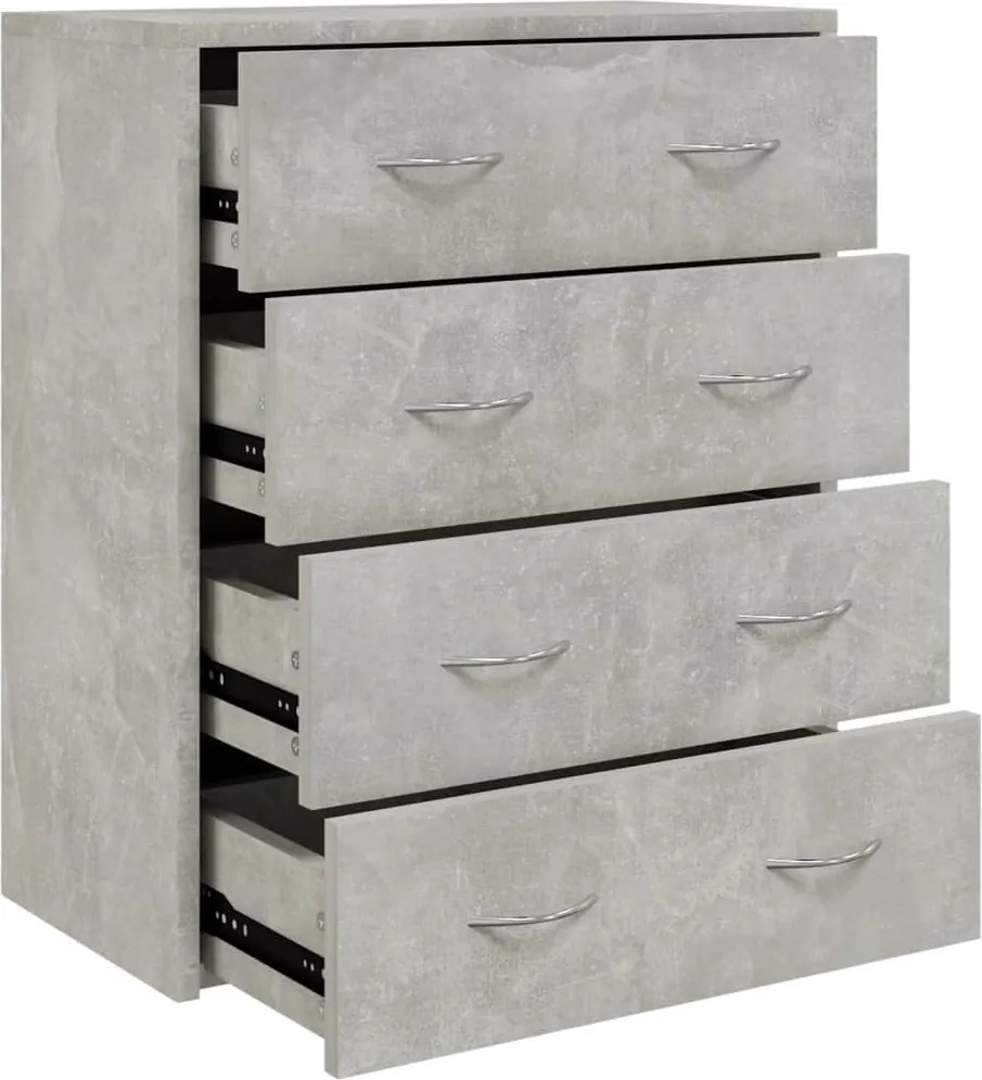 vidaXL betonszürke tálalószekrény 4 fiókkal 60 x 30,5 x 71 cm