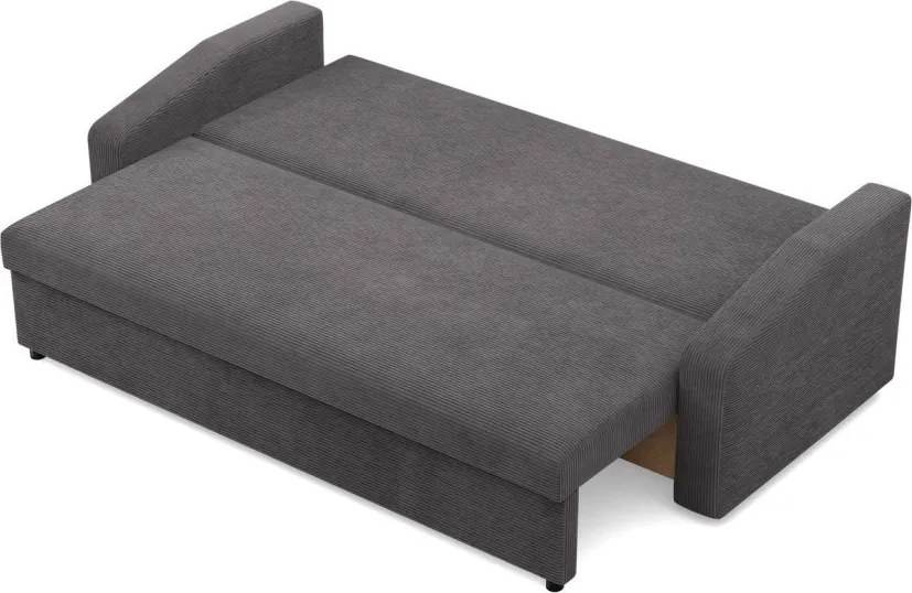 Zeus kanapéágy, kordbársony, bonell töltet, döntött kartámasz, szürke