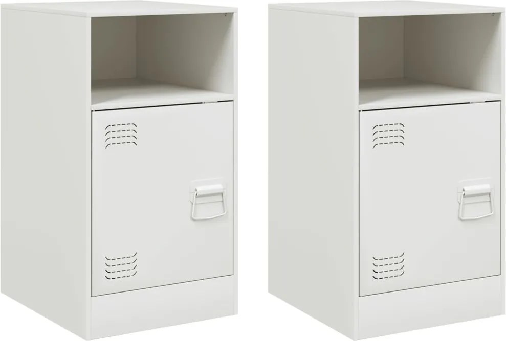 vidaXL 2 db fehér acél éjjeliszekrény 34,5x39x62 cm