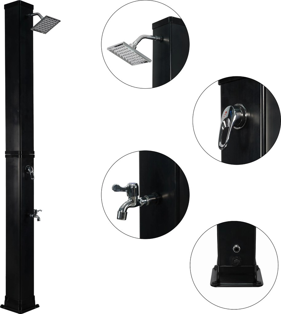 Furnigo Solárzuhany Square 40 L - fekete