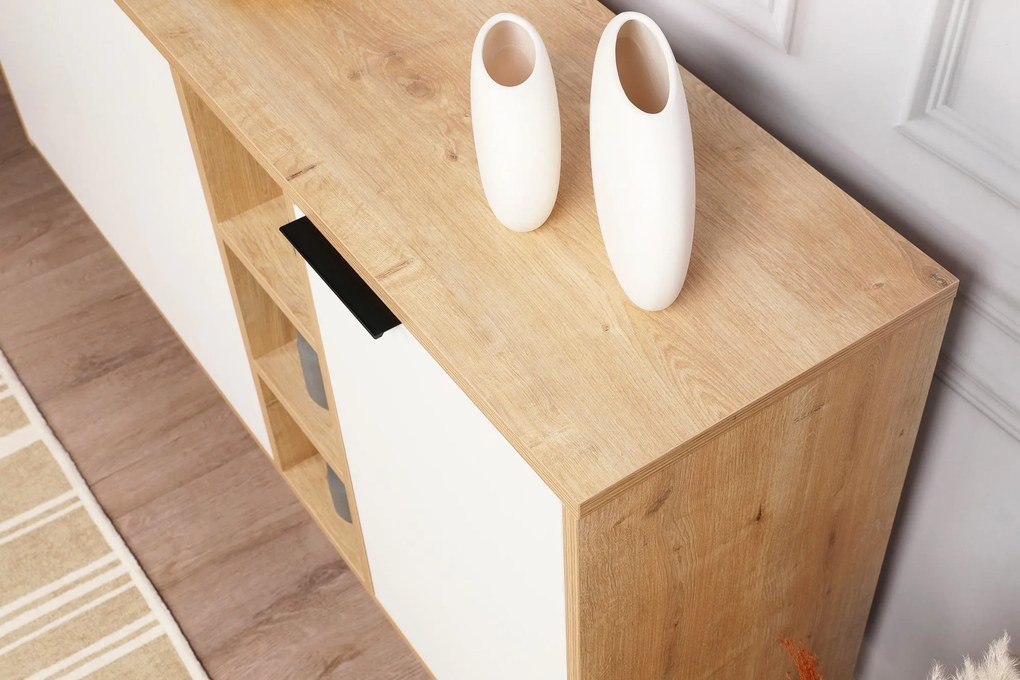 Konzolasztal Clara Console - Oak, Fehér