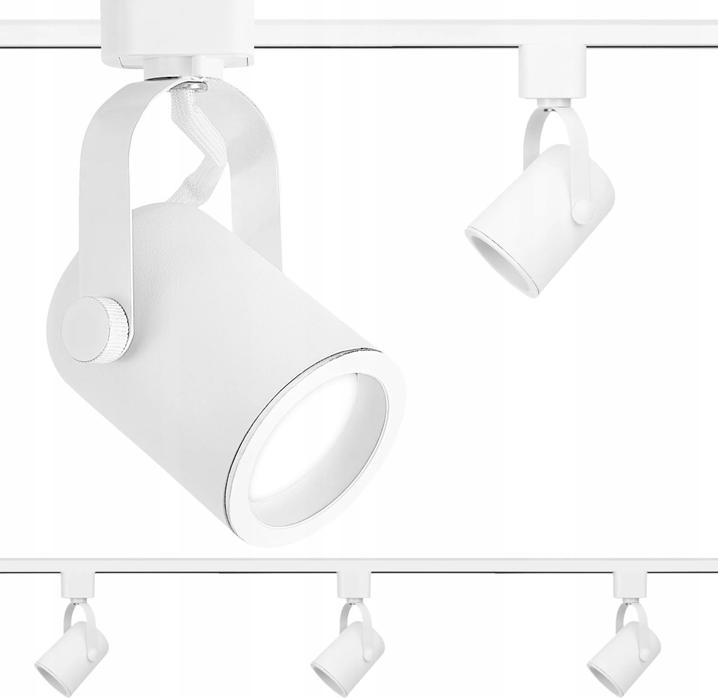 3x Spot Reflektor Szett Mozgatható Fehér GU10 Sín 1m 100cm
