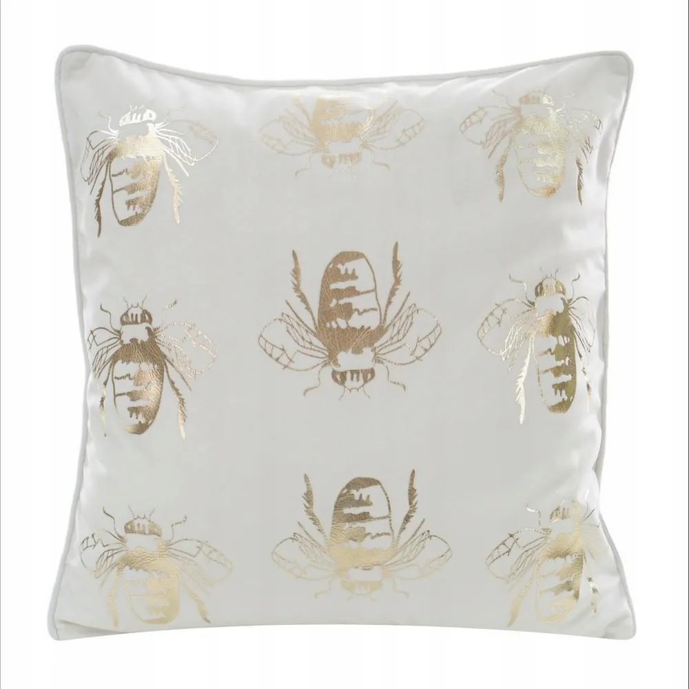 Dekoratív párnahuzat 45x45 fehér arany méhecskék