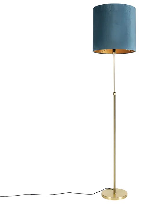 Állólámpa arany/bronz kék bársony búrával 40/40 cm - Parte