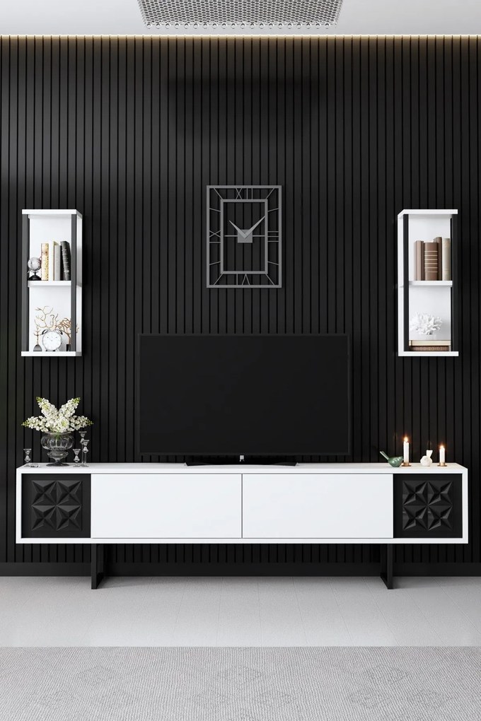 TV szekrény Black Line - White, Black