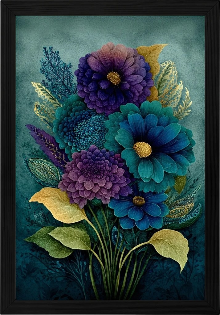 Poszter Keret Fa Természet Dekoráció Kert Virágok Boho Csokor 40x60