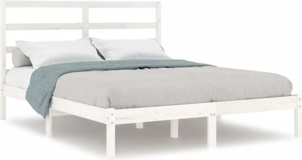 vidaXL fehér tömör fenyőfa ágy matrac nélkül 140x190 cm