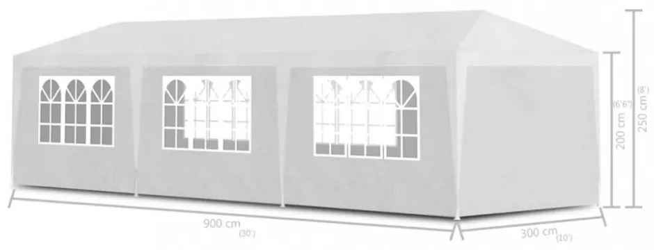 fehér partisátor 3 x 9 m