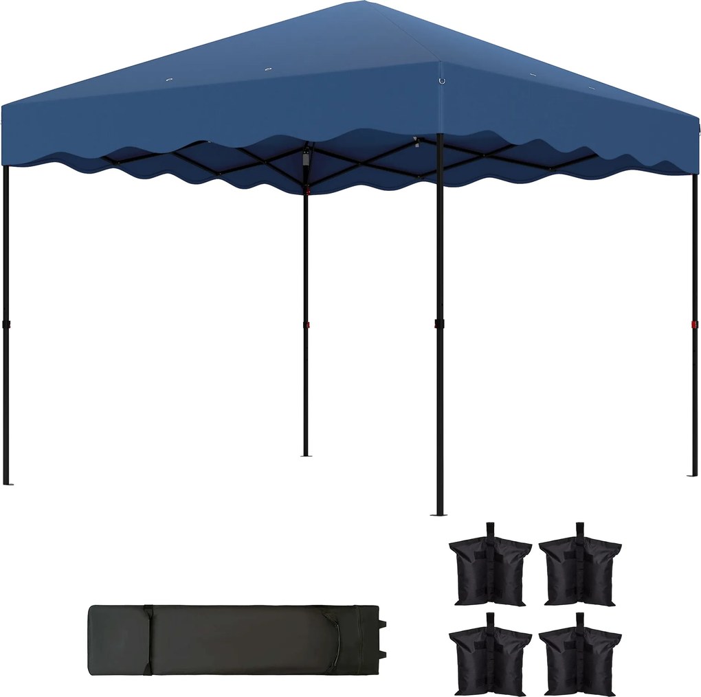 Outsunny Pavilon kb. 3x3m, vízlepergető Stabil Téli Álló Pop-up Összecsukható Sátor UV Védelemmel 50+, Összecsukható Parti Sátor Kert Sátor Görgős Tás