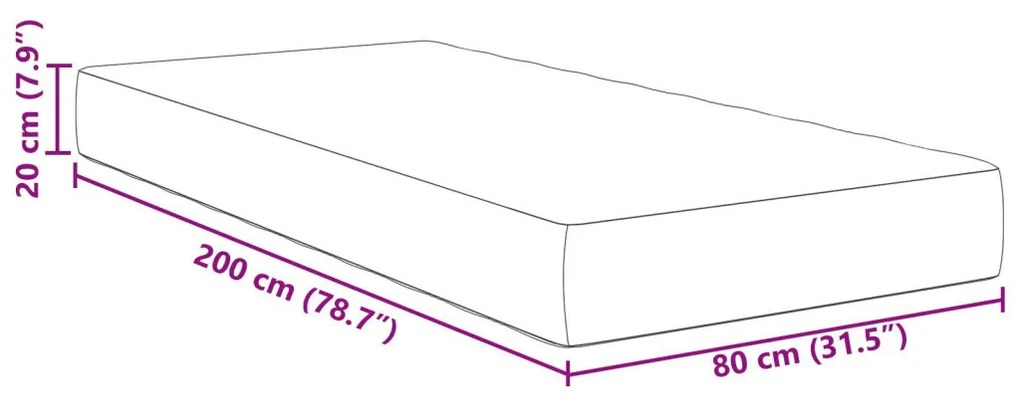 Zsebes Rugós Ágymatrac Sötét Szürke Közepes 80x200x20 cm Szövet
