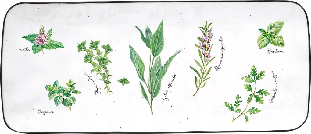 Patera porcelán felvágotttartó boho retro 36 x 15,5 cm