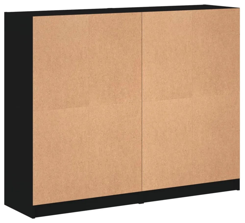 fekete szerelt fa könyvespolc ajtóval 136 x 37 x 109 cm