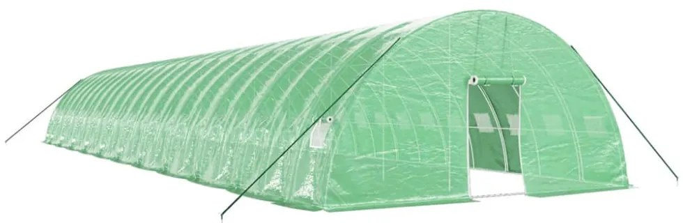 zöld acélvázas melegház 132 m² 22 x 6 x 2,85 m