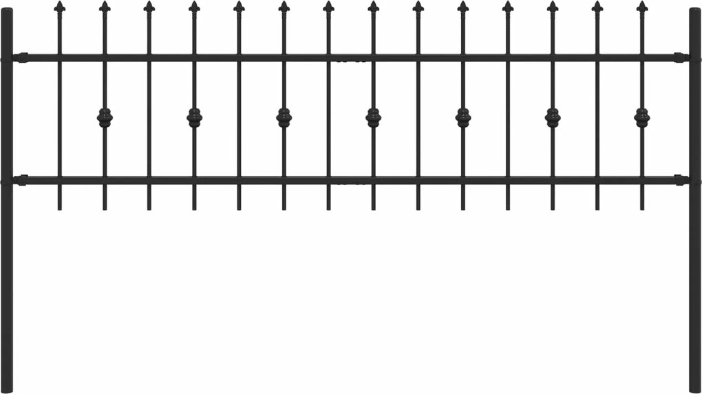 vidaXL Tüskés kerítés Fekete 200 x 130 cm Porszórt acél